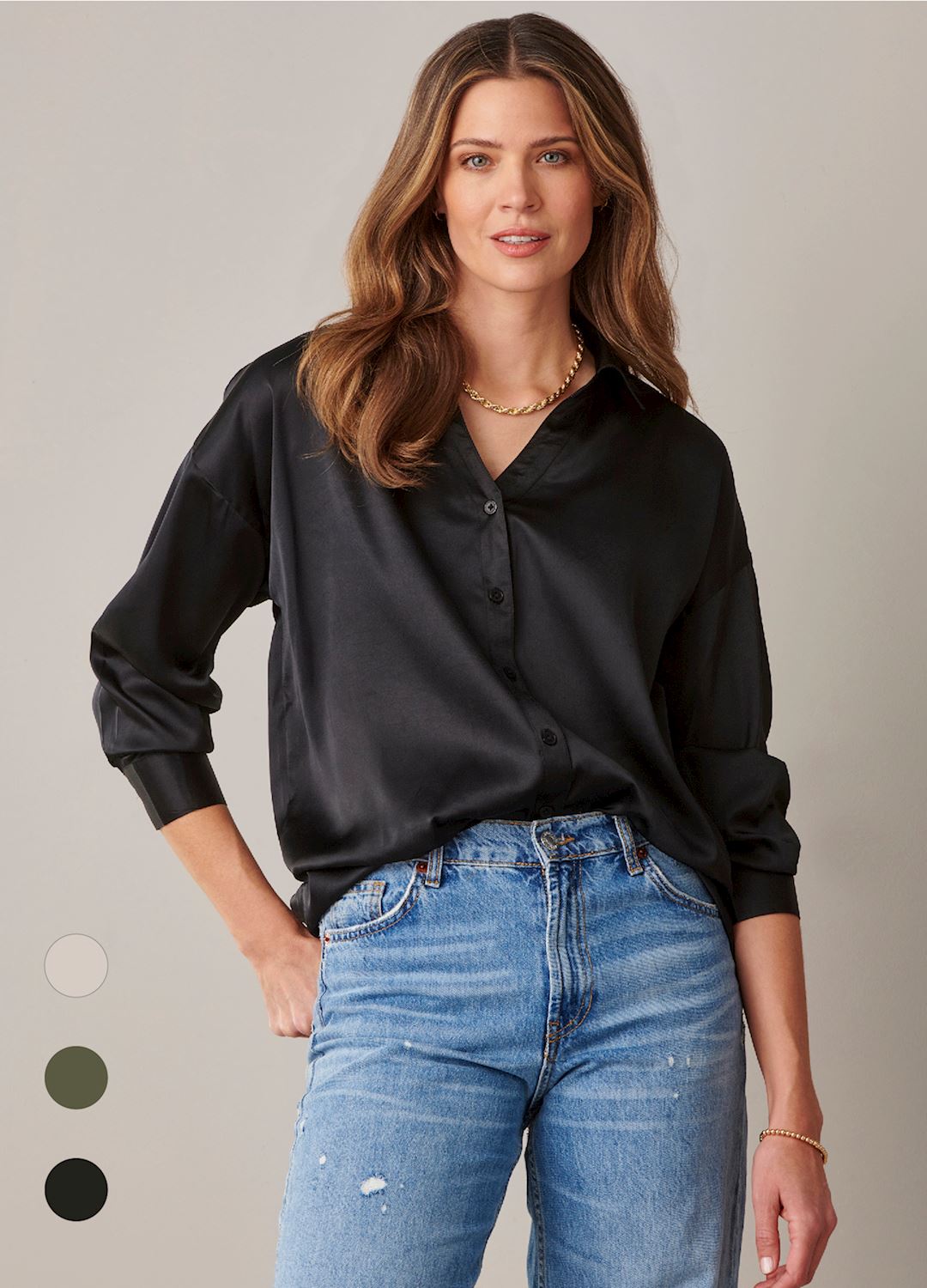 Satin Button Down Shirt
