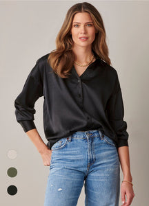 Satin Button Down Shirt