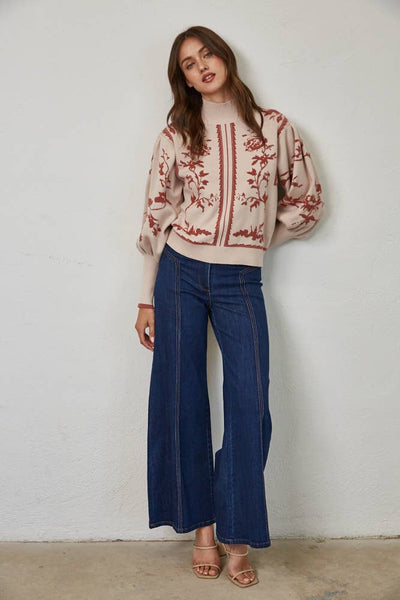 MOCK NECK SWEATER RED BEAN / M