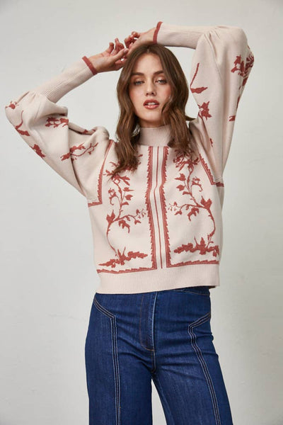 MOCK NECK SWEATER RED BEAN / S