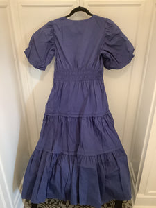 V-Neck navy blue Midi Dress