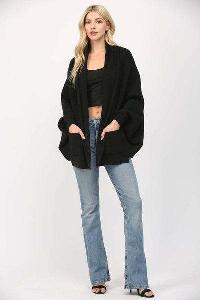FATE - SHAWL COLLAR OPEN CARDIGAN-LARGE