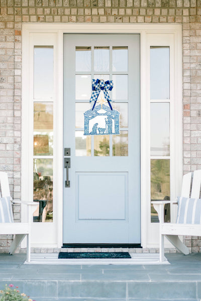 Front Porch Elegance - Nativity in Chinoiserie- Door Hanger: Yes- Please Include the Bow