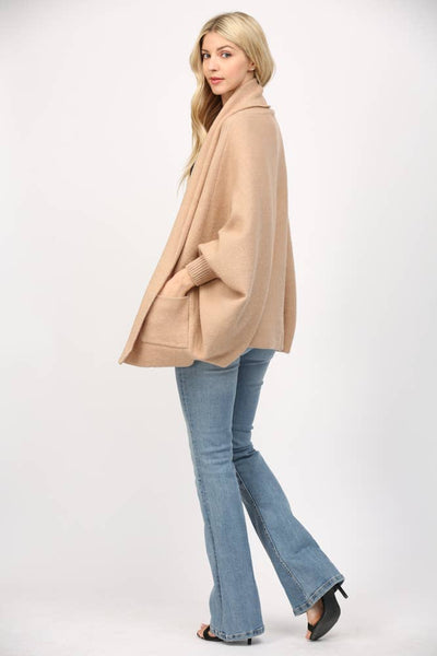 FATE - SHAWL COLLAR OPEN CARDIGAN-LARGE