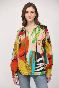 FATE - COTTON VOILE FRONT TIE NECK BLOUSE-MEDIUM
