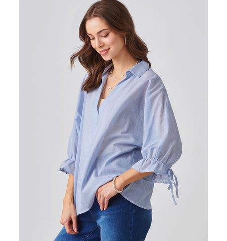 Pin-Stripe Tulip Back Shirt