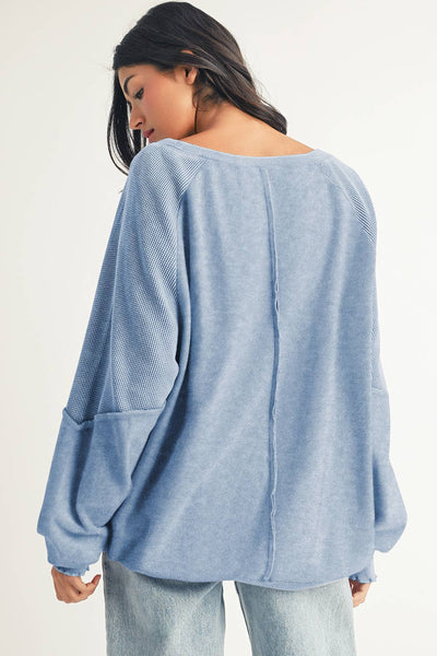 Seam Raglan Sweatshirt: Sail Blue / S