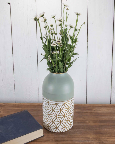 Foreside Home & Garden - Modern Brass Vase Green
