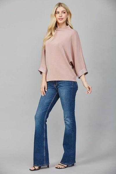 FATE - MODAL BLEND MOCK NECK: WASHED BLACK / S