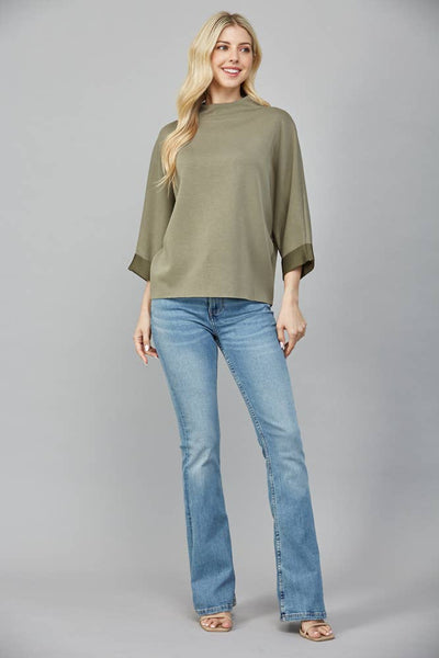 FATE - MODAL BLEND MOCK NECK: WASHED BLACK / S