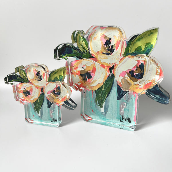 Lauren Dunn - Pink and White Peonies Bloom Block: Bitty Block