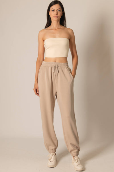 Butter Modal Joggers: Taupe / Large