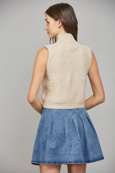 FATE - KNIT HIGH NECK SWEATER TANK:TAUPE / L