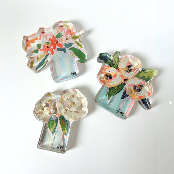 Lauren Dunn - Two Hydrangea Blooms Acrylic Block: Large Block