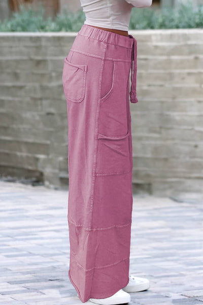 Mineral Wash Wide Leg Pants: L