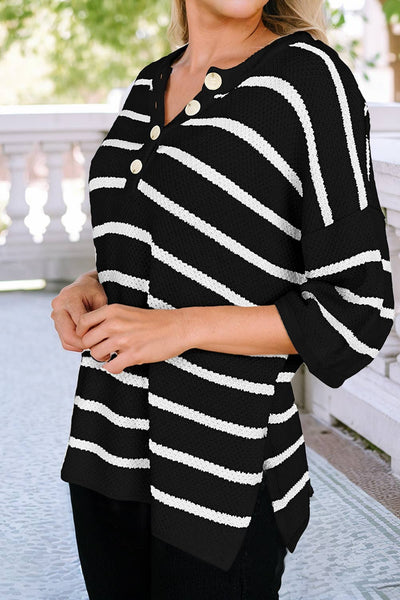 Sweater Tee: Black Stripe / S