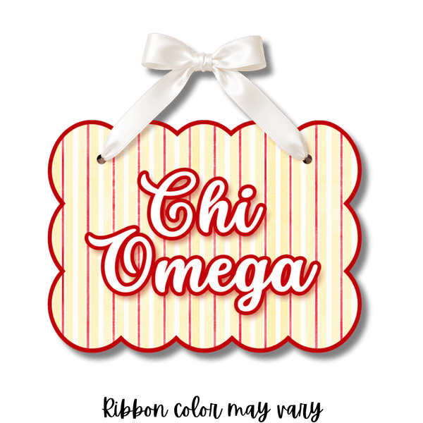 Chi Omega Signature Stripe Door Hanger