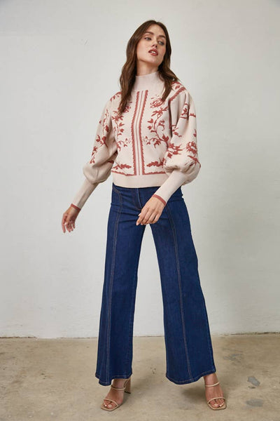 MOCK NECK SWEATER RED BEAN / M
