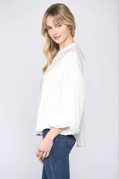 FATE - PUFF SLEEVE BUTTON DOWN SHIRT-Small