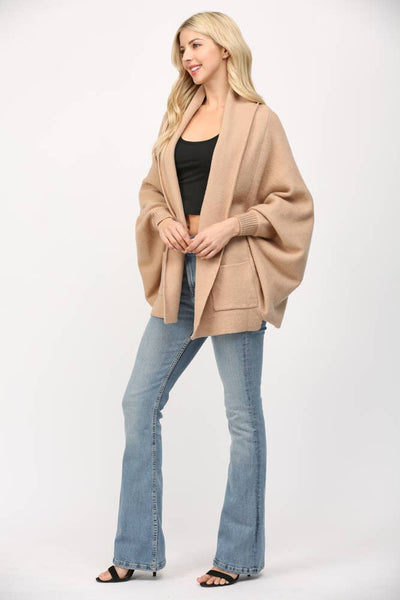 FATE - SHAWL COLLAR OPEN CARDIGAN-SMALL