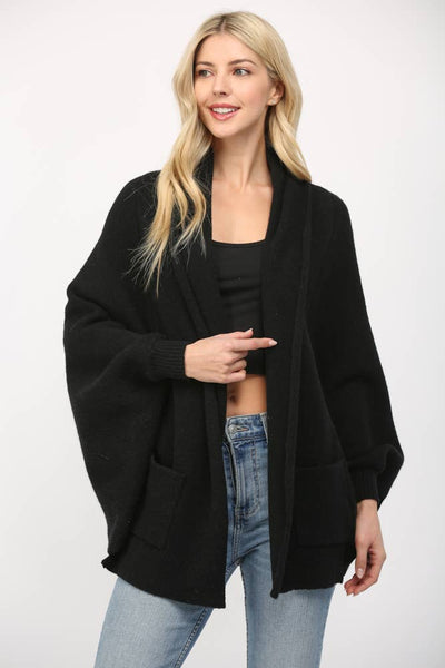 FATE - SHAWL COLLAR OPEN CARDIGAN-SMALL
