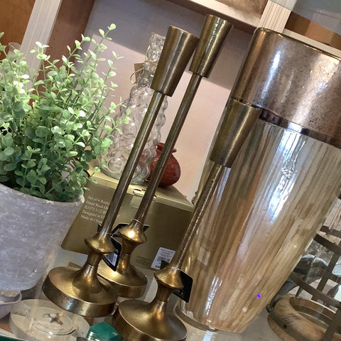 Sm Gold Finish Candle Pillar