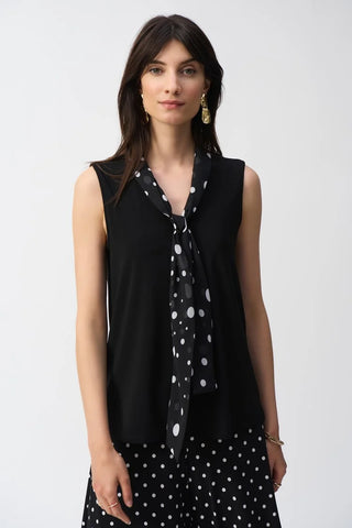 Silky Knit Top w/ Dot Tie