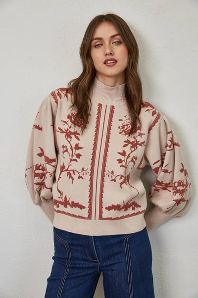 MOCK NECK SWEATER : RED BEAN / L