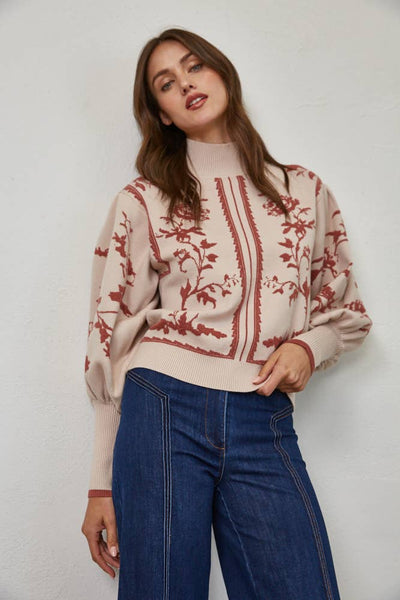 MOCK NECK SWEATER RED BEAN / M