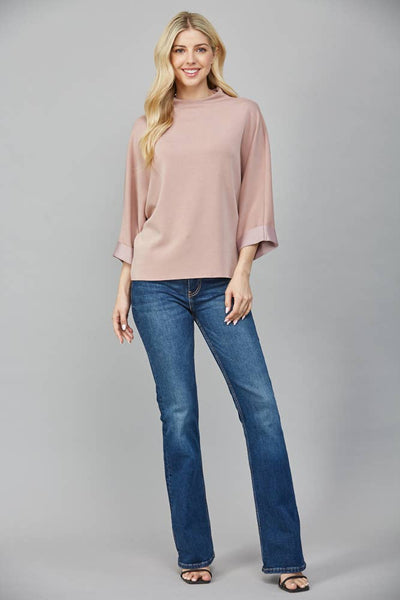 FATE - MODAL BLEND MOCK NECK: WASHED BLACK / S