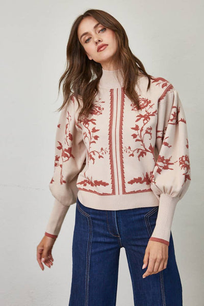 MOCK NECK SWEATER RED BEAN / S