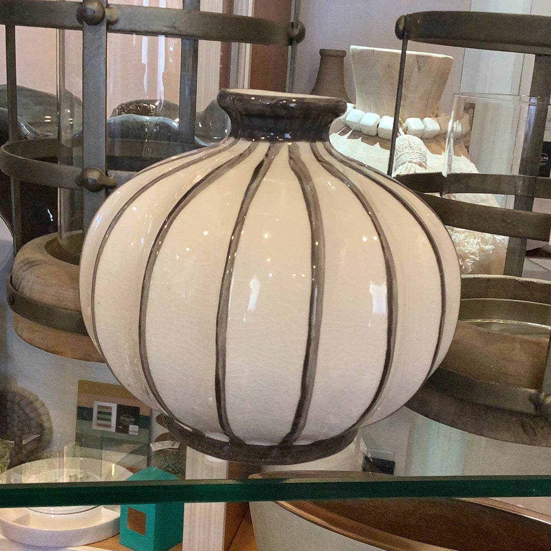 6 inch gray white ball vase