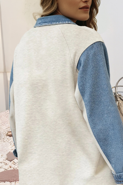 Carter - Denim Patchwork Buttoned Polo Collar