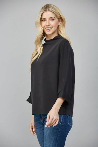 FATE - MODAL BLEND MOCK NECK: WASHED BLACK / S