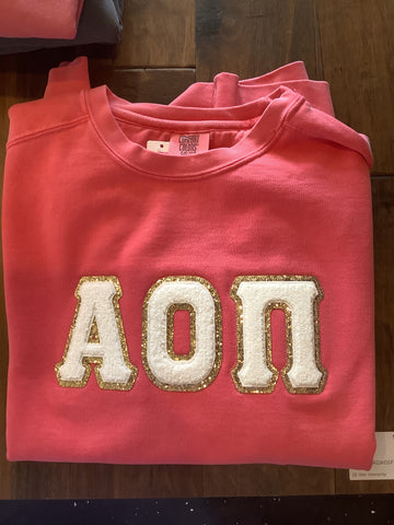 Sorority Chenille Letter Sweatshirts