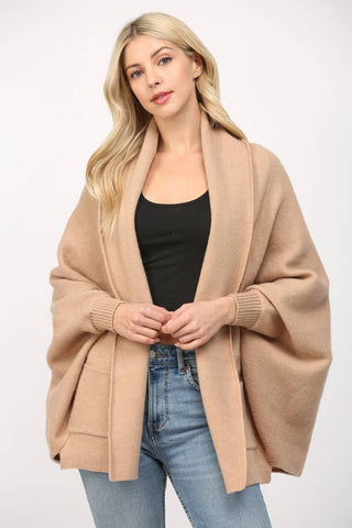 FATE - SHAWL COLLAR OPEN CARDIGAN-MEDIUM