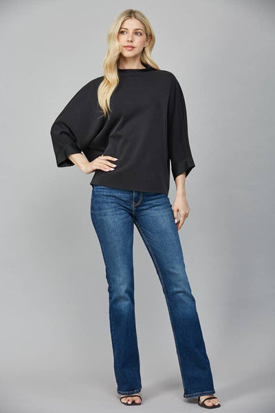 FATE - MODAL BLEND MOCK NECK: WASHED BLACK / S