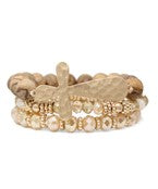 3 Row Stone Beads Cross Bracelet
