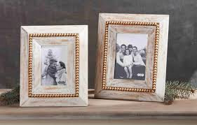 Gold Beaded Wood Washed Frame