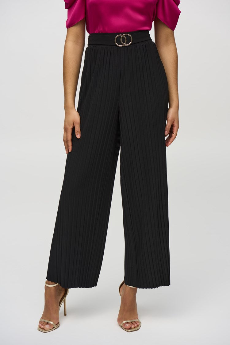 Pleated Silky Knit Wide-leg Pant