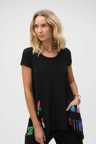 Silky Knit Stripe Print Handkerchief Tunic