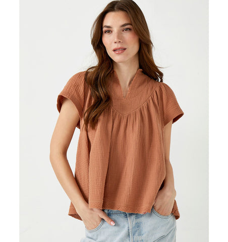 Gauze Ruffle Sleeve Top