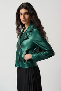 JR Metallic Faux Leather Biker Jacket