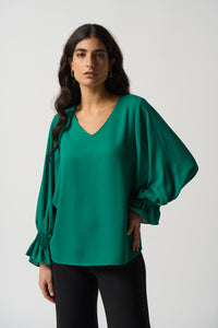 Kelly Green Puff Sleeve Blouse