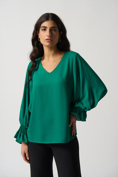 Kelly Green Puff Sleeve Blouse