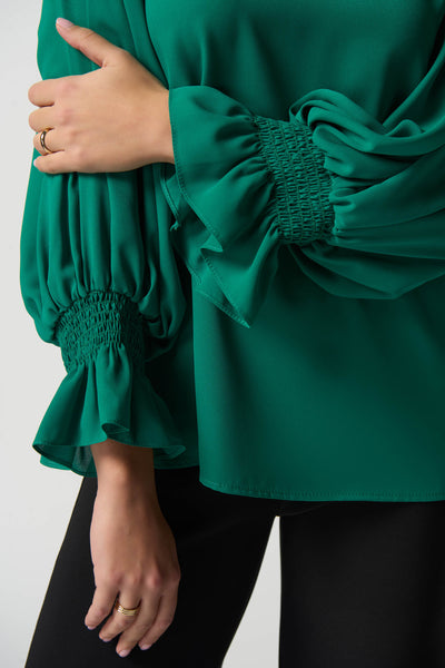 Kelly Green Puff Sleeve Blouse