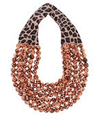 6 Row Agate Bead Leopard Print Necklace
