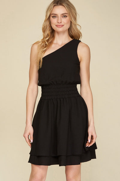 Black one shoulder dress