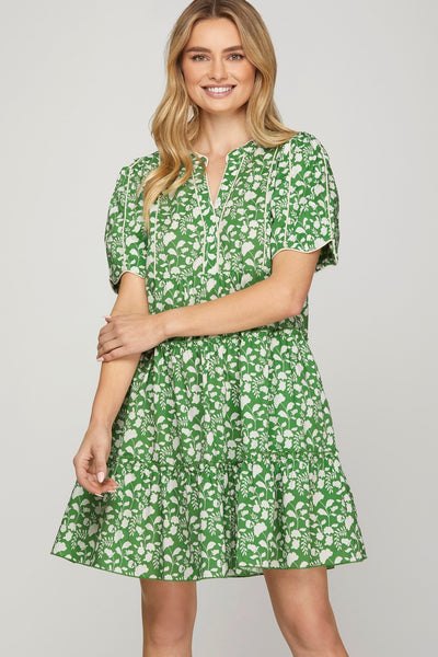 Short Sleeve Tiered Mini Dress