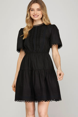Short Sleeve Tier Mini Dress